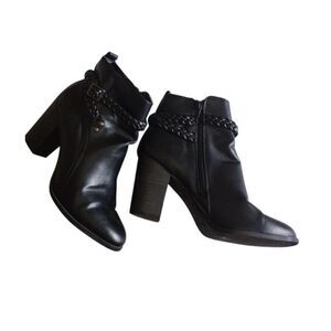 American Eagle Women's Black Braid‎ Buckle Zip Ankle Round Toe Ankle Boots 8.5